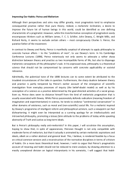 Improving Our Habits: Peirce and Meliorism Although their