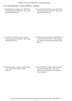 Two-step equations - word problems - integers