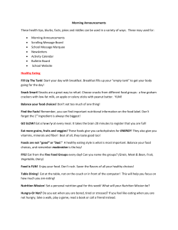 Morning Announcements These health tips, blurbs, facts, jokes and