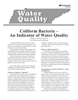 Coliform Bacteria - An Indicator of Water Quality
