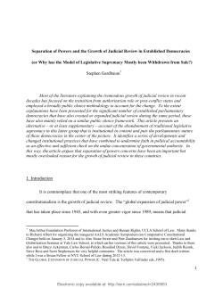 Separation of Powers and the Growth of Judicial Review in