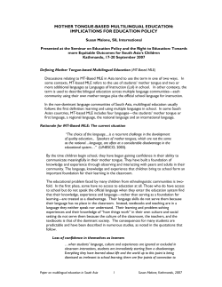 MOTHER TONGUE-BASED MULTILINGUAL EDUCATION