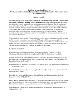 Readings in American History I: North America from the Era
