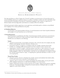 sexual harassment policy - Diocese of West Virginia