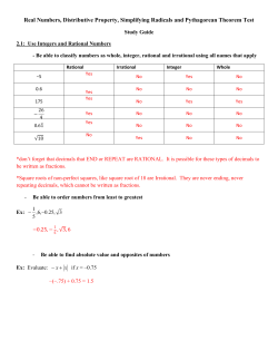 Real Numbers, Distributive Property, Simplifying Radicals and