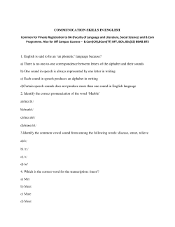 COMMUNICATION SKILLS IN ENGLISH 1. English is said to be an