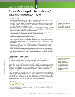Close Reading of informational/ literary nonfiction Texts