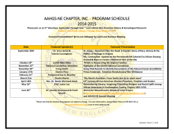 AAHGS-NE CHAPTER, INC. - PROGRAM SCHEDULE 2014-2015