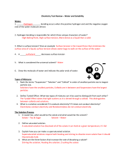 Solubility Review Answers