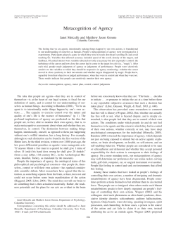 Metacognition of Agency