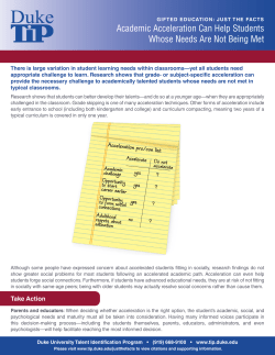 Academic Acceleration Can Help Students Whose Needs Are Not