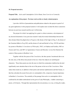 Active and Contemplative Life in Dante, from Convivio to Commendia