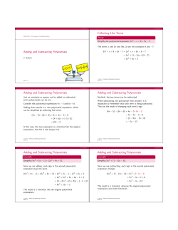 Adding and Subtracting Polynomials