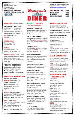 Menu - Morgan`s High Street Diner