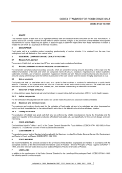 Codex Standard for Food Grade Salt