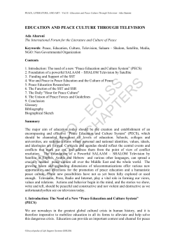 Education and Peace Culture Through Television