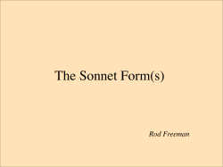 The Sonnet Form(s) -