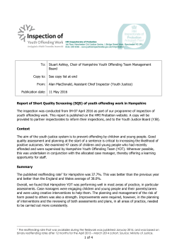 (SQS) of youth offending work in Hampshire