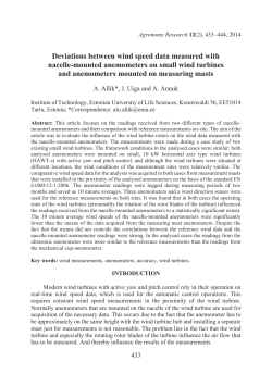 Deviations between wind speed data measured with nacelle