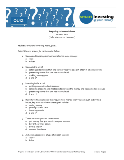 Answer Key for Preparing to Invest