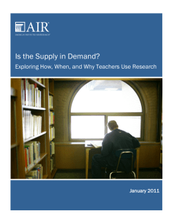Is the Supply in Demand? Exploring How, When, and Why Teachers
