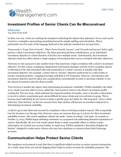 Investment Profiles of Senior Clients Can Be Misconstrued