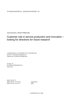 Customer role in service production and innovation &ndash; looking