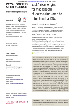 East African origins for Madagascan chickens as indicated by
