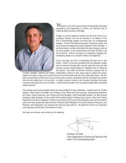 Professor Jon Stahl Chair, Department of Cinema and Television