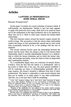 lawyers as professionals: some moral issues