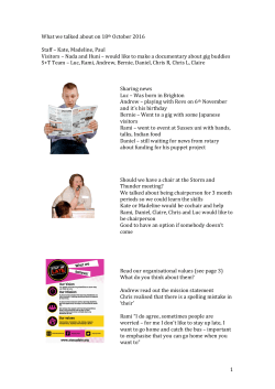 1 What we talked about on 18th October 2016 Staff &ndash; Kate, Madeline