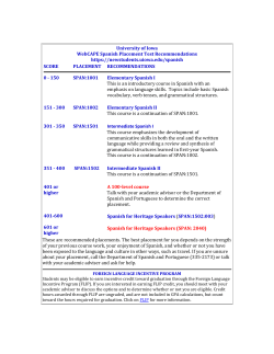 University of Iowa WebCAPE Spanish Placement Test