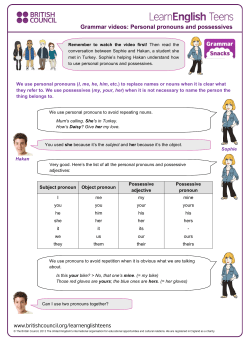 Personal pronouns and possessives