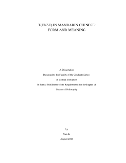 t(ense) in mandarin chinese: form and meaning