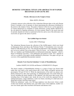 Demotic Congress Abstracts