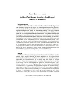 Unidentified Human Remains &ndash; Brad Fraser`s Theatre of Alienation
