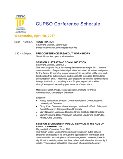 2017 CUPSO Conference Agenda (as of 4-6-17)