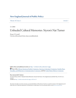 Unhealed Cultural Memories: Styron`s Nat Turner