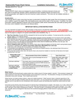 Submersible Pump Check Valves Installation Instructions