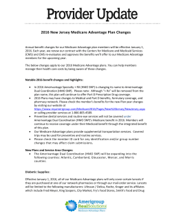 2016 New Jersey Medicare Advantage Plan Changes