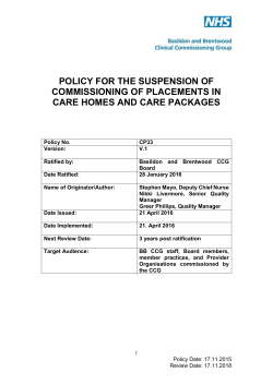 POLICY FOR THE SUSPENSION OF COMMISSIONING OF