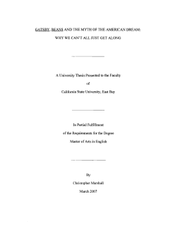 GATSBY, BEANS AND THE MYTH OF THE AMERICAN DREAM