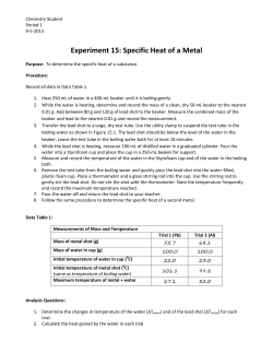 Experiment 15: Specific Heat of a Metal