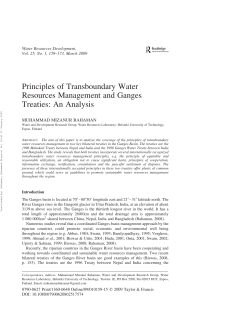 Principles of Transboundary Water Resources Management and