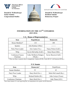 INFORMATION ON THE 113 CONGRESS U.S. House of