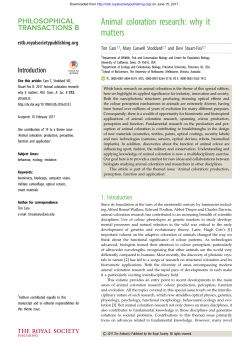 Animal coloration research: why it matters
