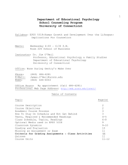 EPSY 5318 Hum Development - Dr. Jim O`Neil