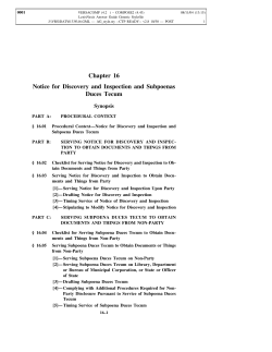 Chapter 16 Notice for Discovery and Inspection and Subpoenas
