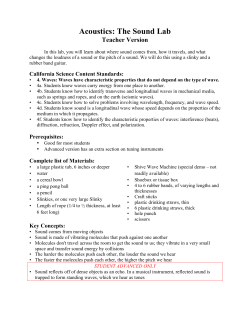 Acoustics: The Sound Lab Teacher Version