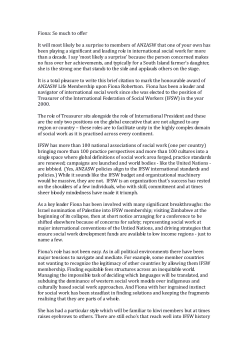 Fiona: So much to offer It will most likely be a surprise to members of